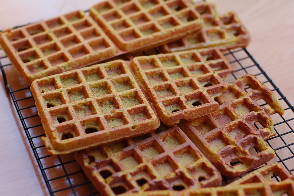 pile of sourdough veggie waffles