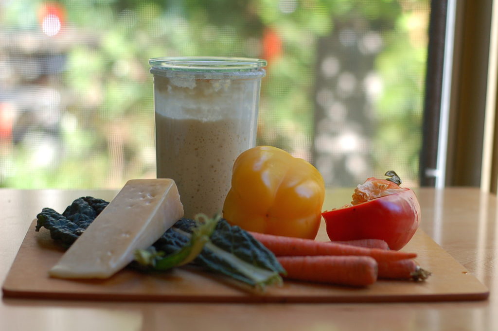 sourdough veggie waffles mise en place