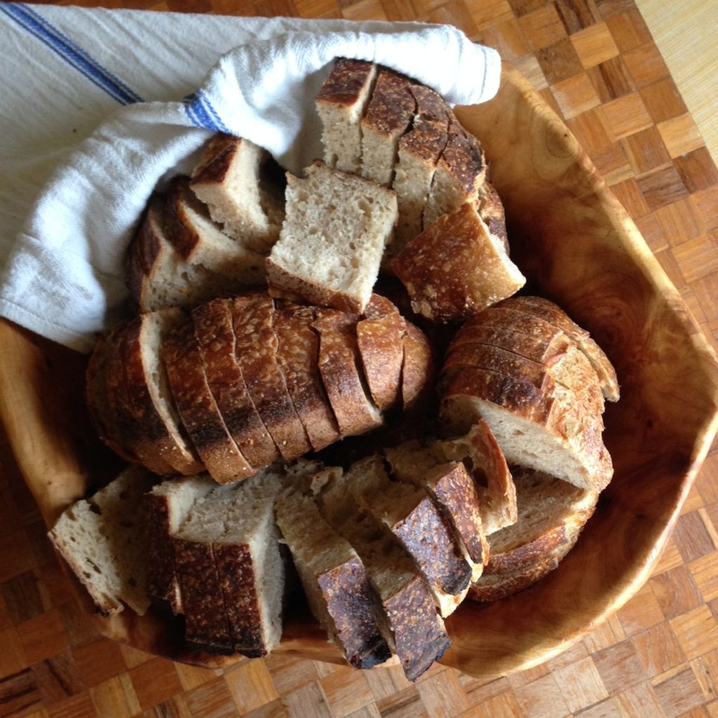 Bowl of sourdough sliced