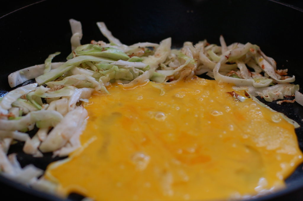 Cabbage with added egg for scrambling