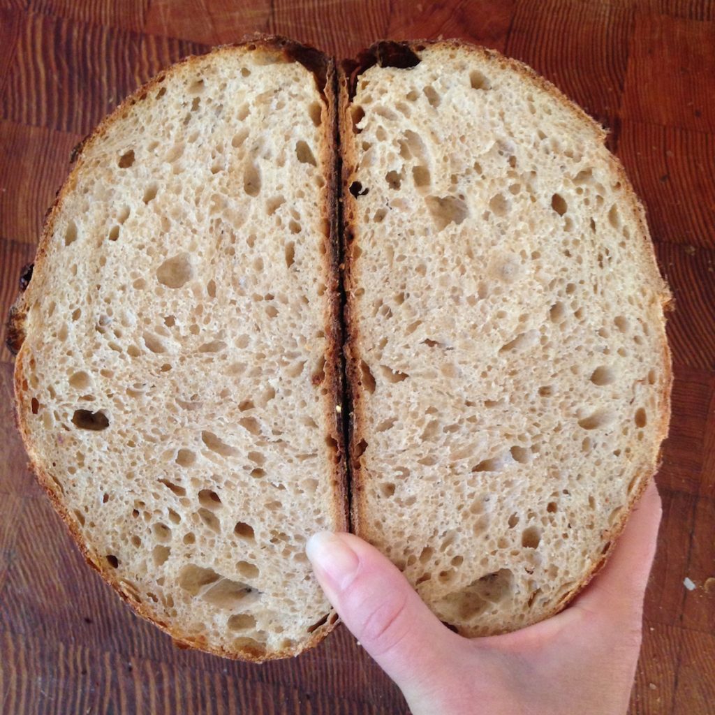 Sliced sourdough loaf