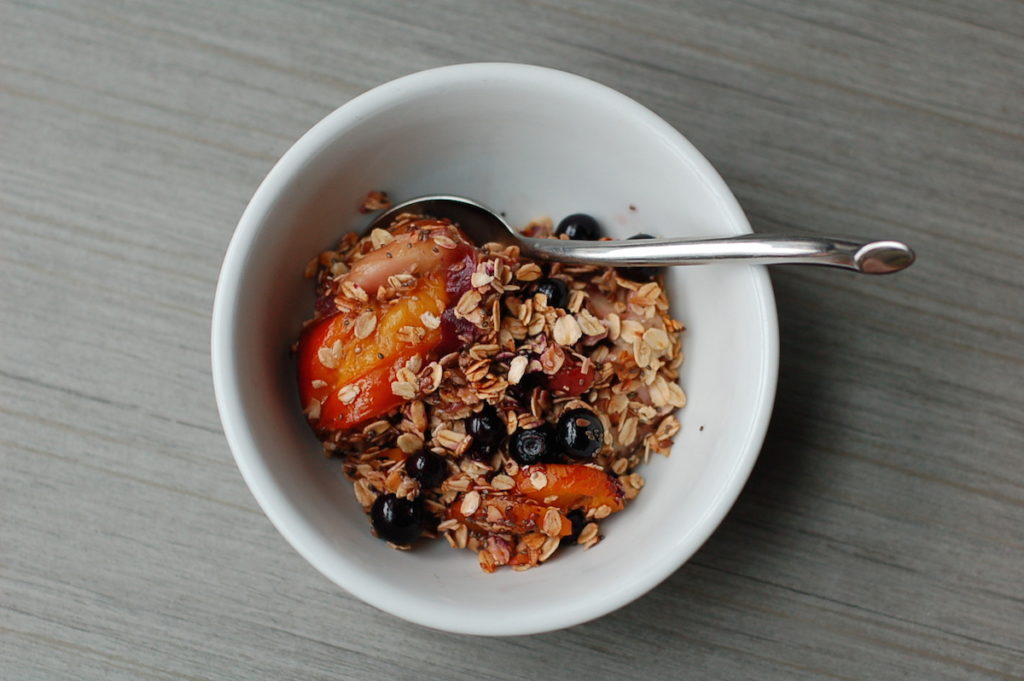 Summer fruit breakfast crumble bowl