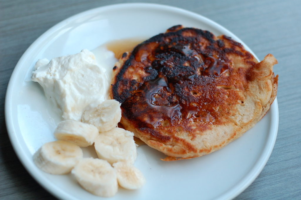 Sourdough oatmeal whole wheat pancake served