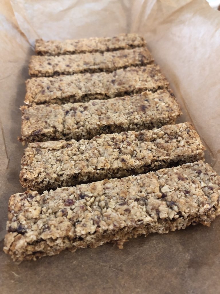 Close up baked cinnamon oatmeal cookie bars