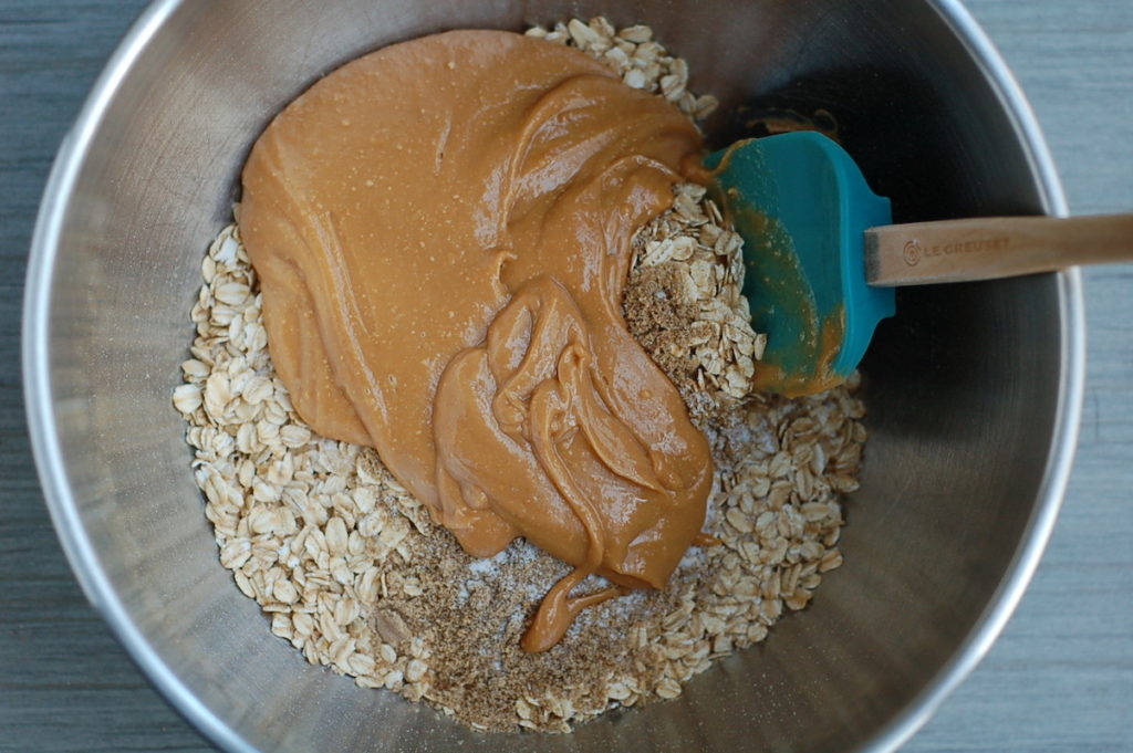 mixing bowl chocolate peanut butter bars
