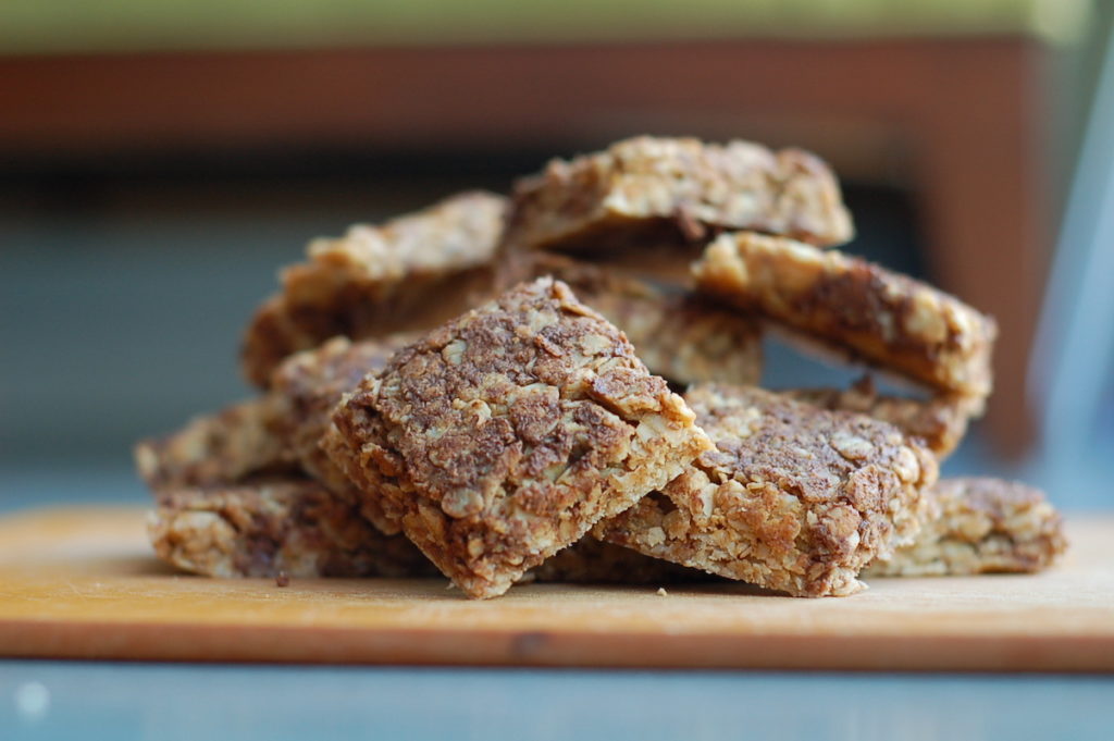 pile of baked chocolate oat bars